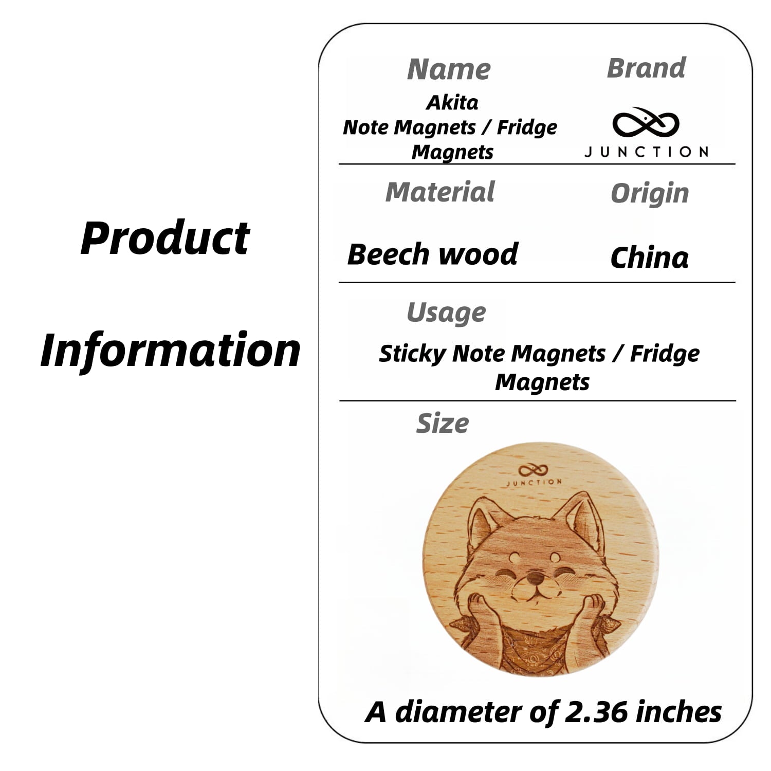 artisanal-beechwood-pet-fridge-magnet-and-memo-holder-eco-conscious-gift-for-pet-owners-The Smiling Akita