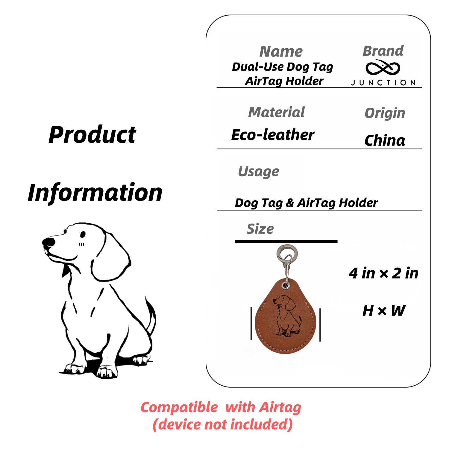 best dog airtag holder UK Dachshund's gift