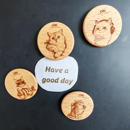 Happy Cat with headphones Lucky Fridge Magnet