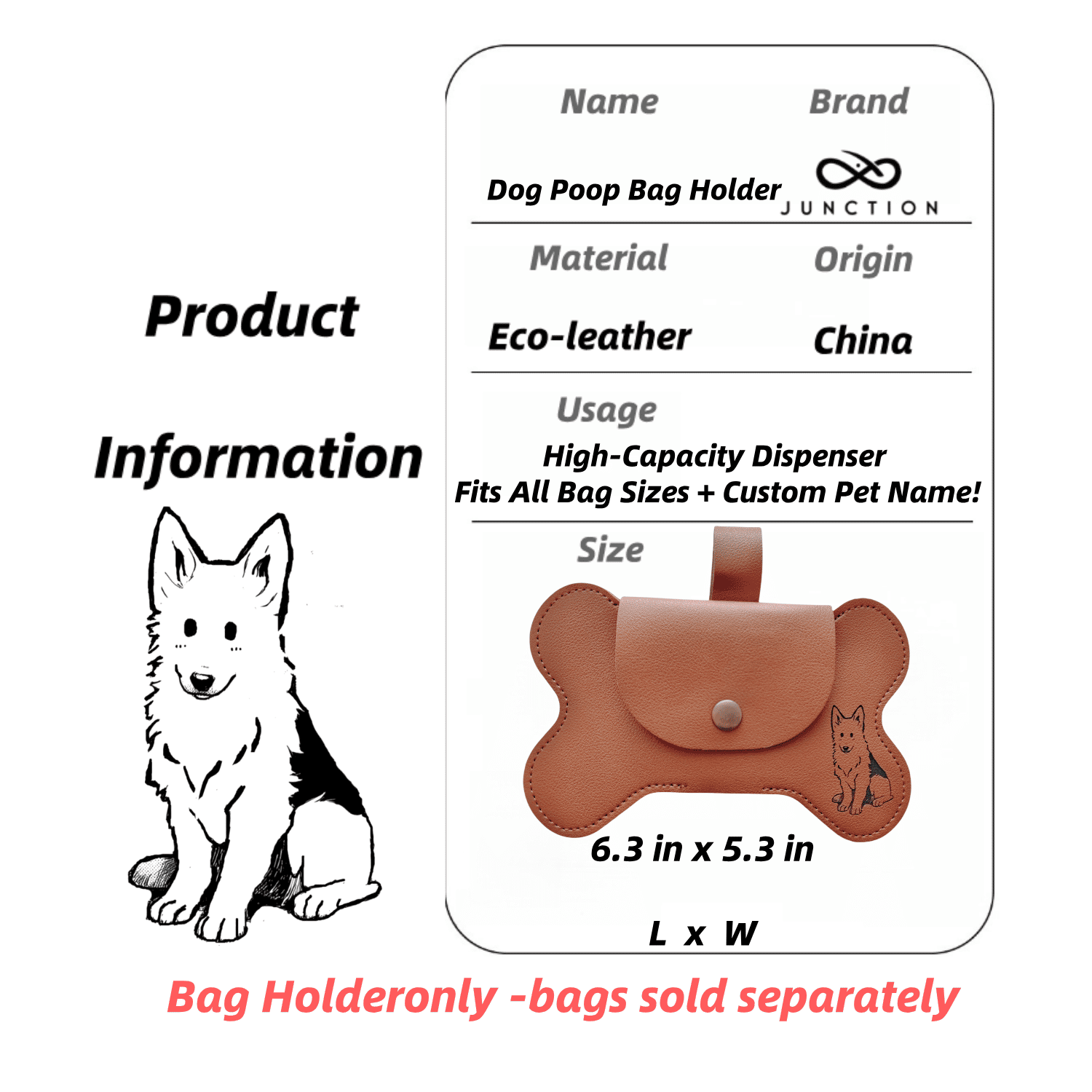 dog poop bag holder leather UK german shepherds gifts