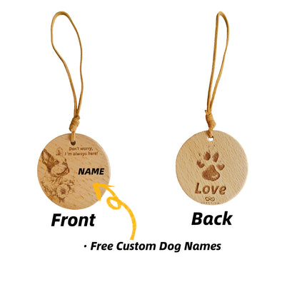 Personalized French Bulldog love wood pendant with custom dog name engraving.