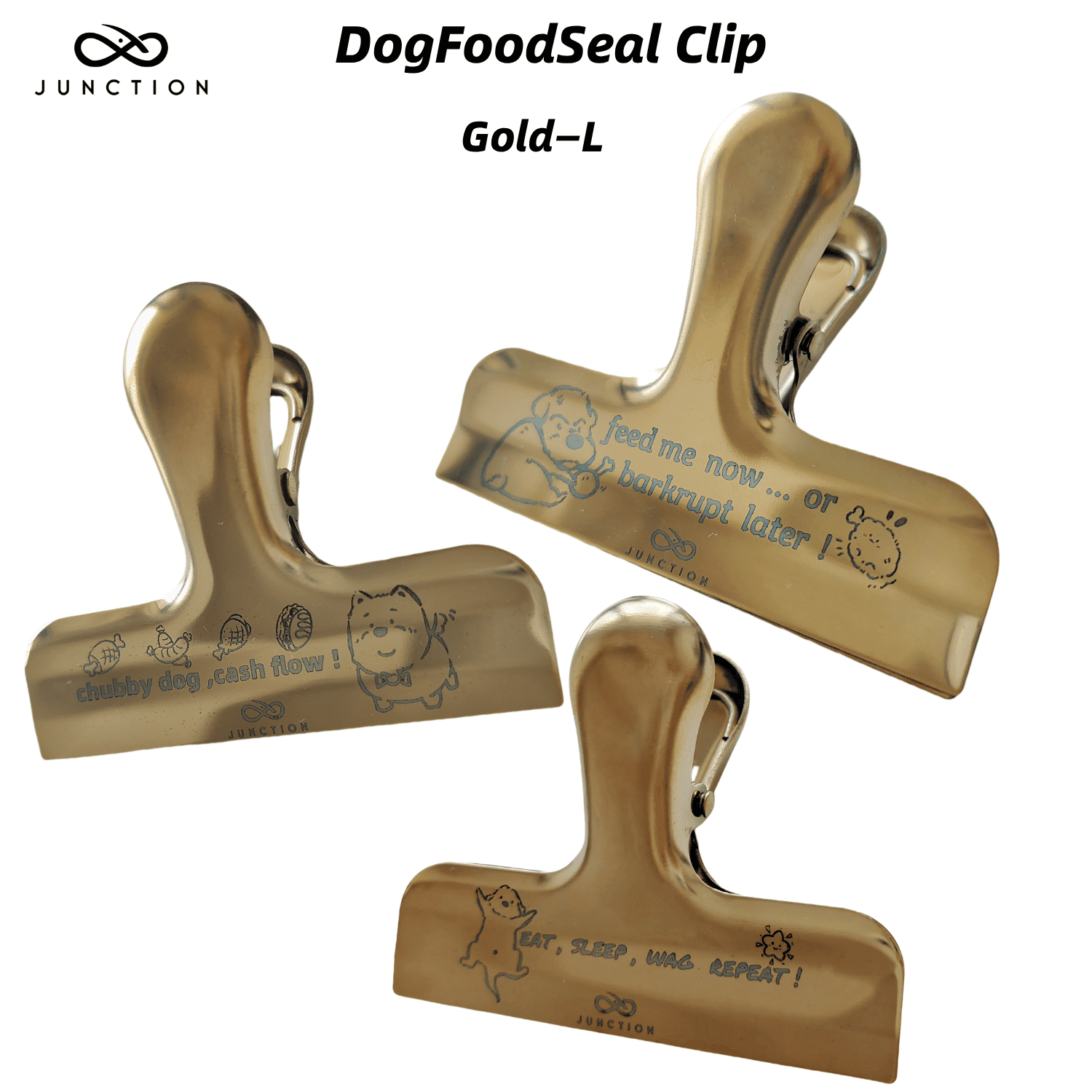 gold dog food bag clip UK
