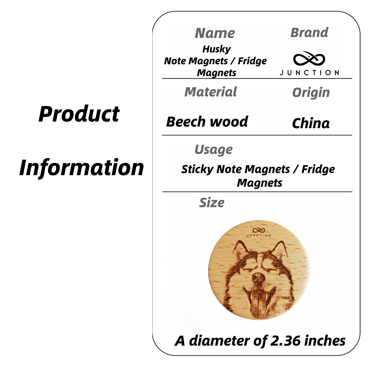 artisanal-beechwood-Husky-fridge-magnet-and-memo-holder-eco-conscious-gift-for-Husky-owners
