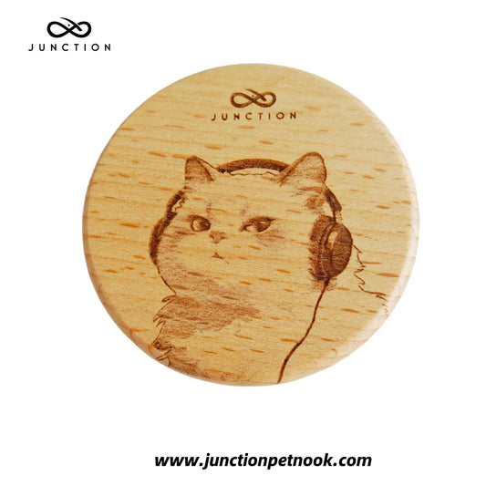 Happy Cat with headphones Lucky Fridge Magnet