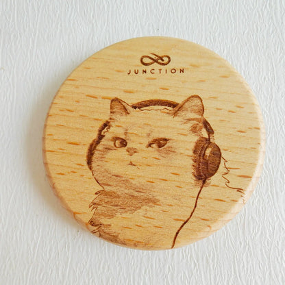 Happy Cat with headphones Lucky Fridge Magnet
