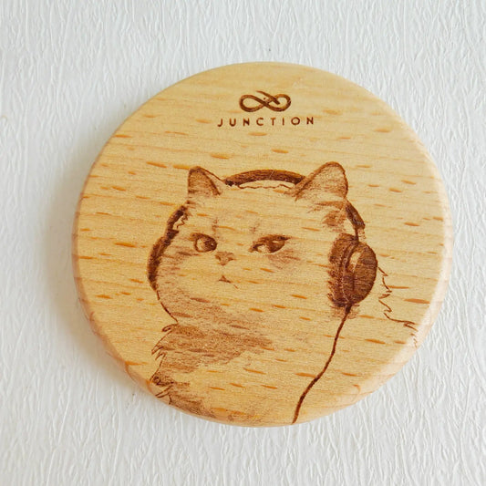 Happy Cat with headphones Lucky Fridge Magnet