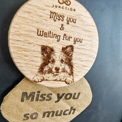 pet-theme-desk-decor-wooden-magnetic-clip-zero-plastic-gift-"Miss You & Waiting" Rough Collie