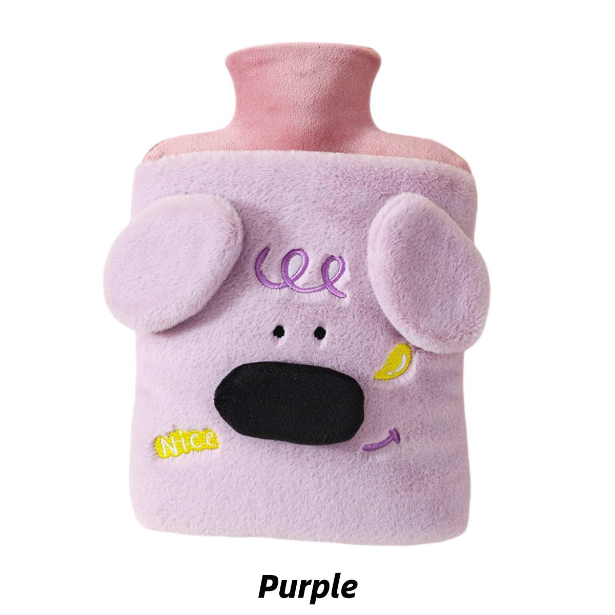 purple dog themed hot water bottle