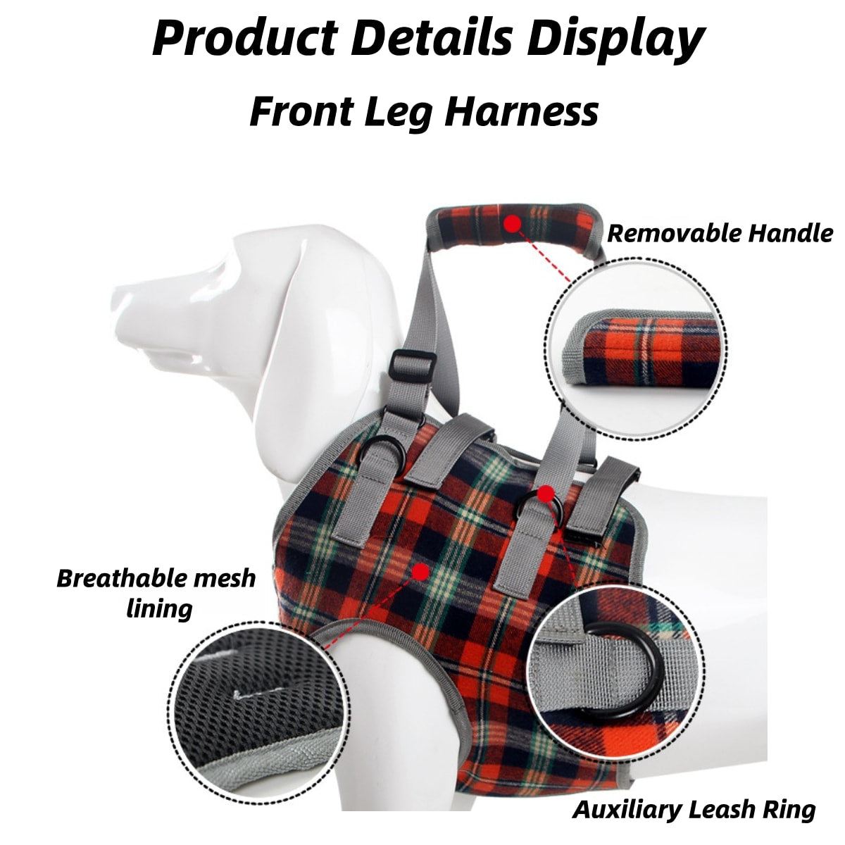  red best dog harness to support back legs