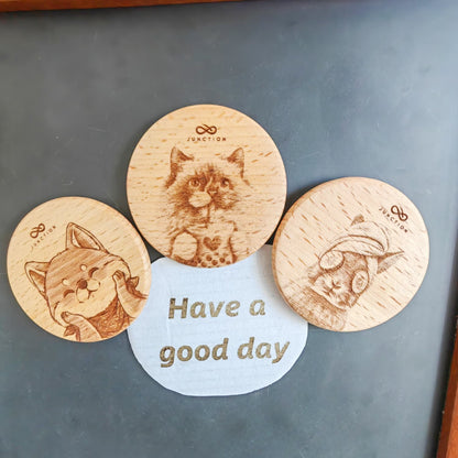 unique-gift-for-Ragdoll-parents-natural-wood-with Drink & Strawgrain-magnet-add-joy-to-Ragdoll-space-Ragdol with Drink & Straw