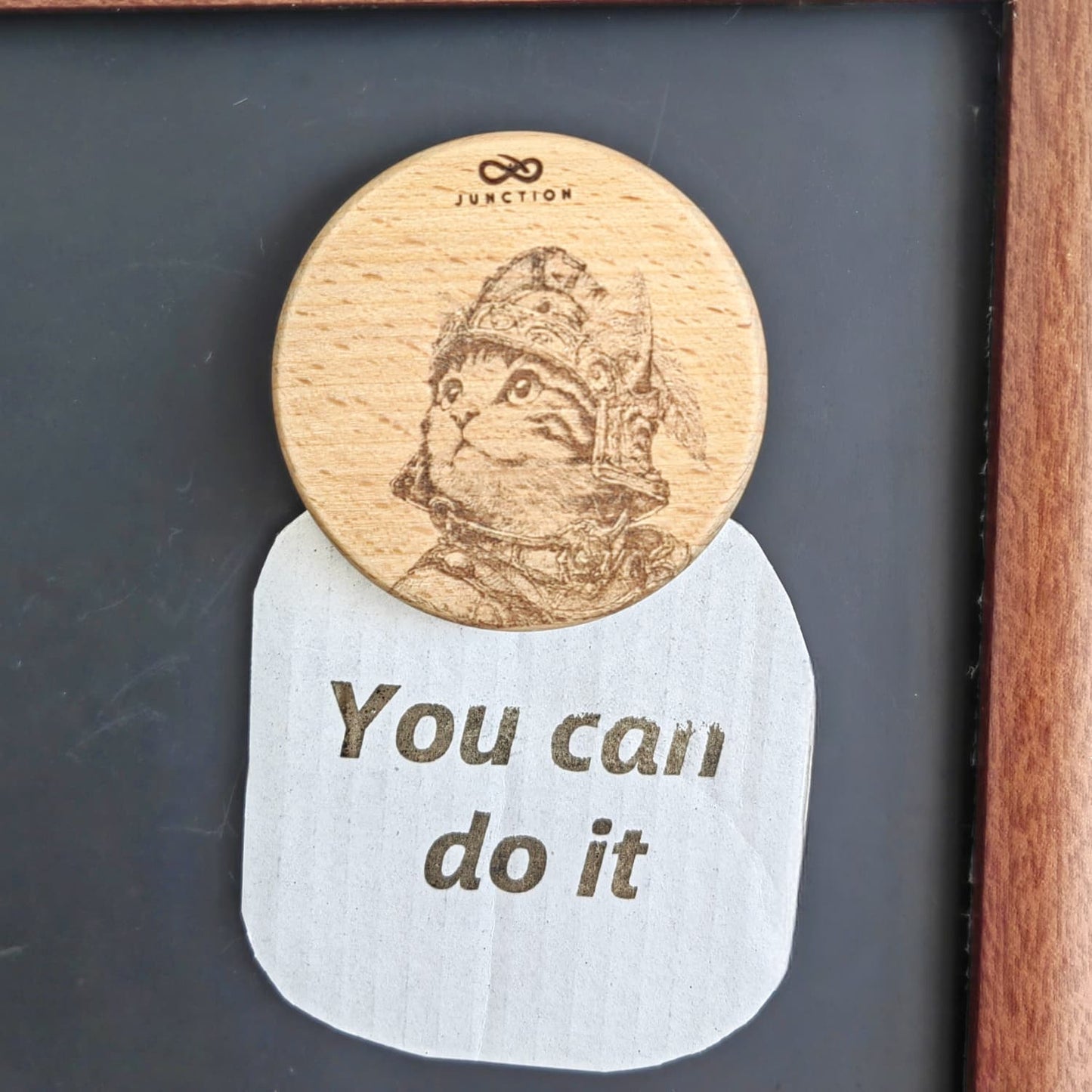 unique-gift-for-pet-parents-natural-wood-grain-magnet-add-joy-to-pet-space-Cat Guardian Refrigerator Magnet 